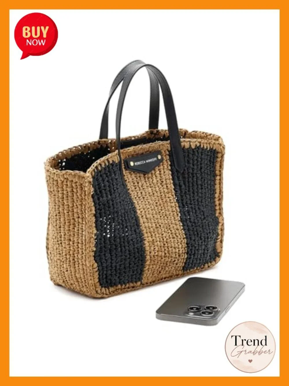 Straw Mini Tote with Magnetic Snap Closure